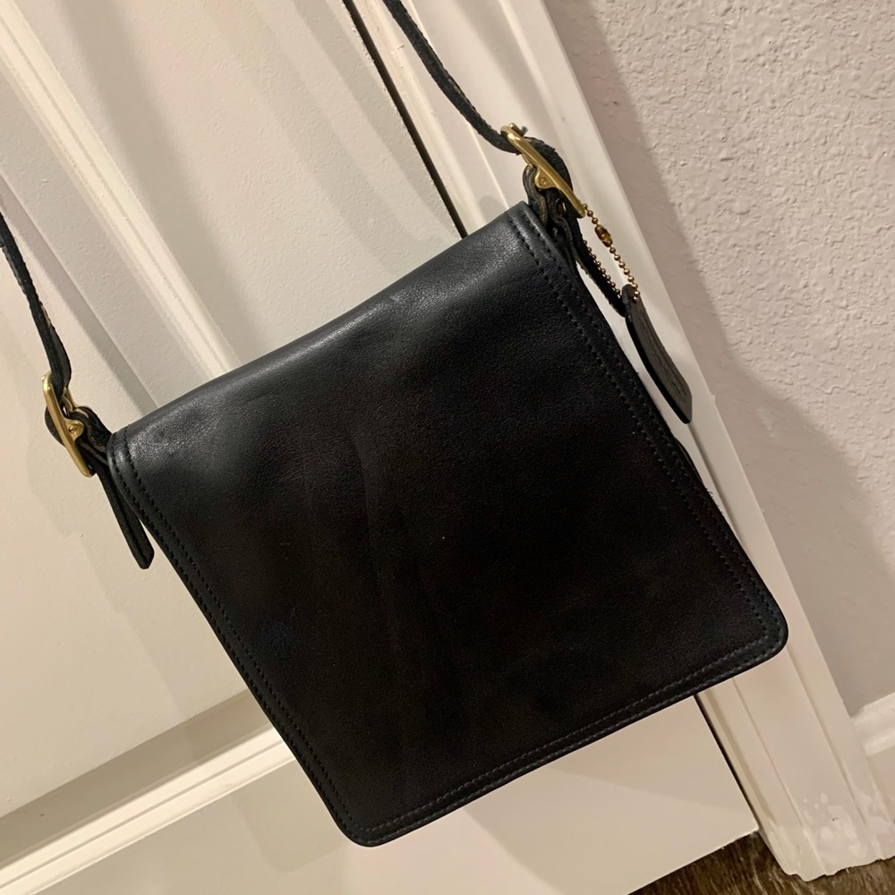 COACH VINTAGE BLACK LEATHER LEGACY SLIM FLAP CROSSBODY ~ AUTHENTIC- CREED #9821